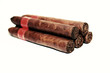 Five Cuban Cigars isolated on white