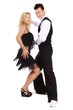 Beautiful blond and brunet dancing salsa 