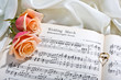 Photo: Sheet music of the Wedding March with roses and rings Sheet music of the Wedding March with roses and rings
