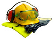 Various worker safety equipment or gear isolated on white Various worker safety equipment or gear isolated on white