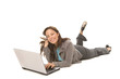 Happy businesswoman with computer