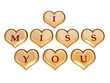 Photo en ligne au meilleur prix 3d golden hearts red letters with text - I miss you, isolated