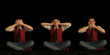 Three mens on the black background. 
