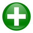 white cross on green aqua button