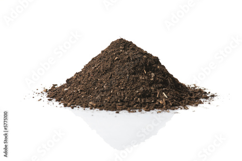 Pile of soil isolated on white background