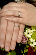 Wedding hands with rings and flowers