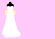white wedding dress with yellow bow on mannequin white wedding dress with yellow bow on mannequin