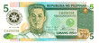 5 piso bill of Philippines, green pattern 5 piso bill of Philippines, green pattern