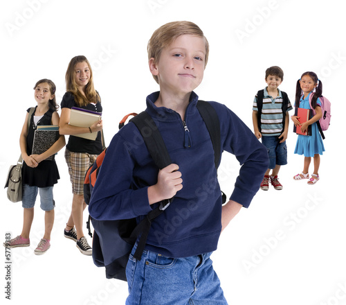Young kids are ready for school. Education, family, learning