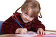 young pretty girl learn drawing with pencil
