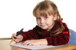 young pretty girl learn drawing with pen