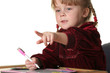 young pretty girl learn drawing with pen