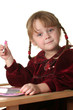 young pretty girl learn drawing with pen