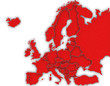 Carte Europe 3D Rouge