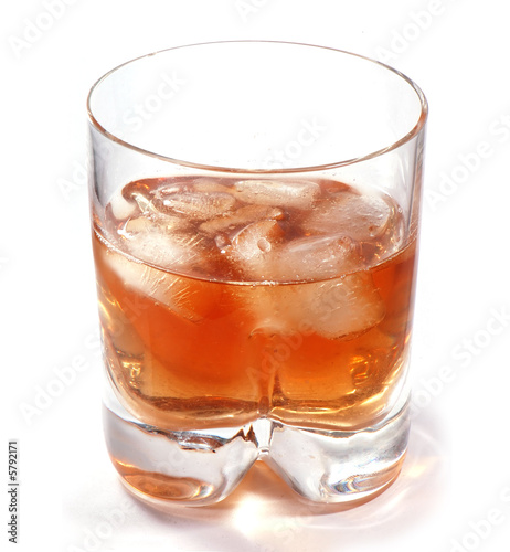 A glass of whisky on white background A glass of whisky on white background