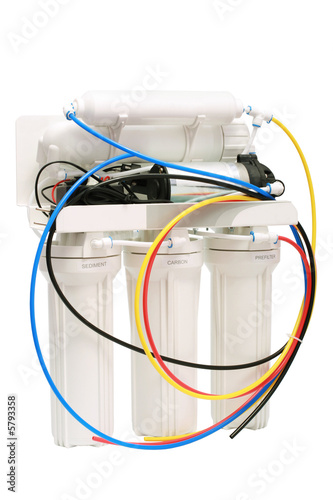 The powerful filter for water treating on a white background