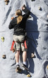 Girl climbing artifical climbing wall