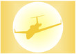 silhueta de um avião ao sol