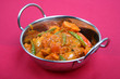 Chicken Jalfrezi in stainless steel serving dish