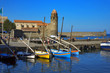 roussillon, côte vermeille : port et église de collioure roussillon, côte vermeille : port et église de collioure