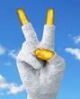 Victory sign. Gypsumfinger
