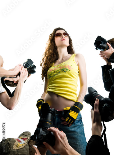 Photo: Photograthers are taking a picture of a film star Photograthers are taking a picture of a film star