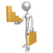 Businessman Holding Golden Bar Graph