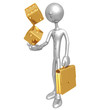 Businessman Holding Golden Dice