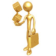 Businessman Holding Golden Dice