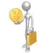 Businessman Holding Yen Coin