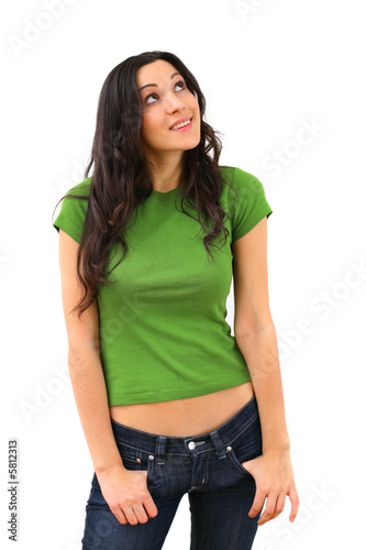 Beautiful young woman isolated on white background