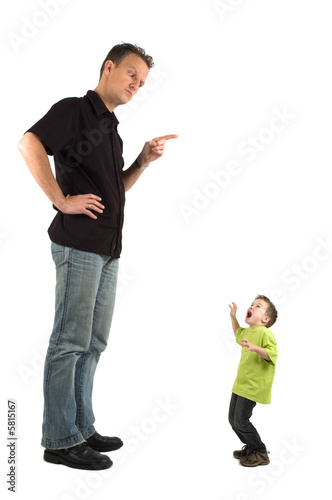 Photo: Caricature of a large father and an extra small child. Caricature of a large father and an extra small child.