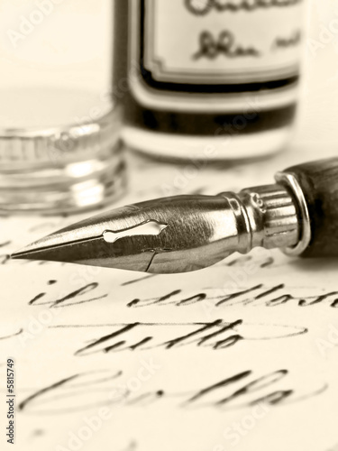 Old pen and retro calligraphy.