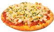 whole cooked ham  pizza on white background