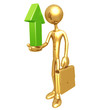Businessman Holding Up Market Arrow