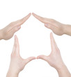 hand home gesture isolated over white background hand home gesture isolated over white background