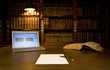 Photo: Laptop in classic library Laptop in classic library