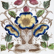 An Art Nouveau tile dating around 1890 with flower design.