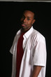 Black man in a white shirt