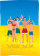 Vector: famille à la plage famille à la plage