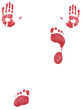 hand and foot prints about to start a running race
