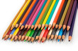 Assortment of coloured pencilson white background