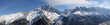 Chamonix et massif du Mont Blanc vus de la Flégère en hiver