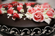 Close up of cake with decoration flowers