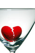 A broken heart drowning in a martini glass.