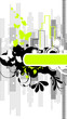 Abstract city background with butterflies