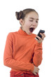 Young girl yelling into cellphone