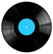 Vinyl 33rpm record with blue label. With clipping path. Vinyl 33rpm record with blue label. With clipping path.
