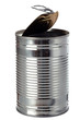 Empty tin, isolated on white.