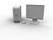ordinateur vue large souris ecran blanc